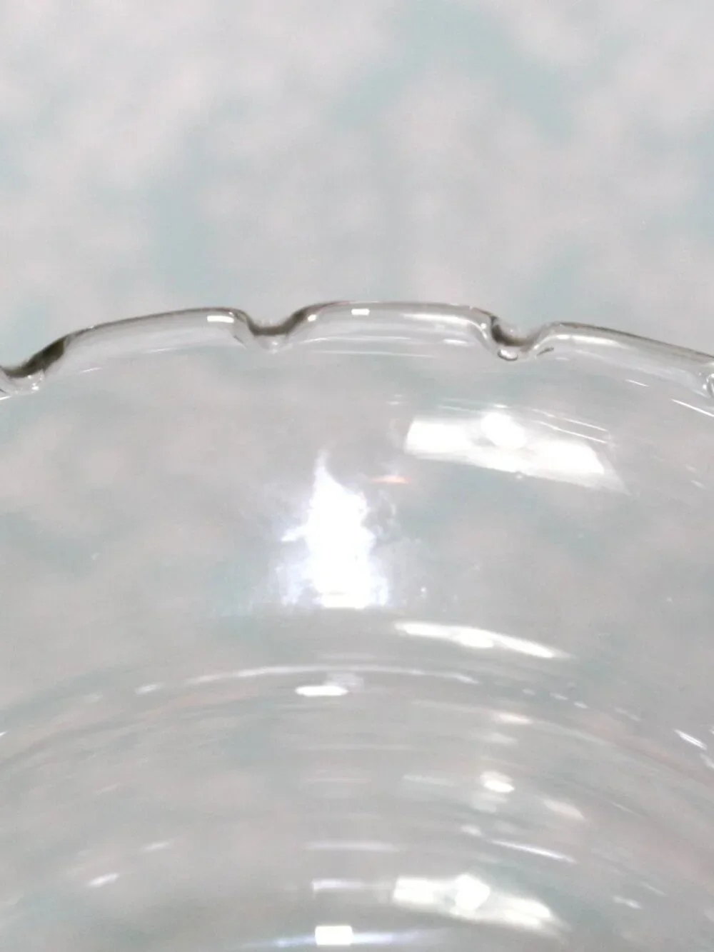 HOMCO HOME INTERIORS Pair of Clear Glass Squatty Crimped Peg Candleholders